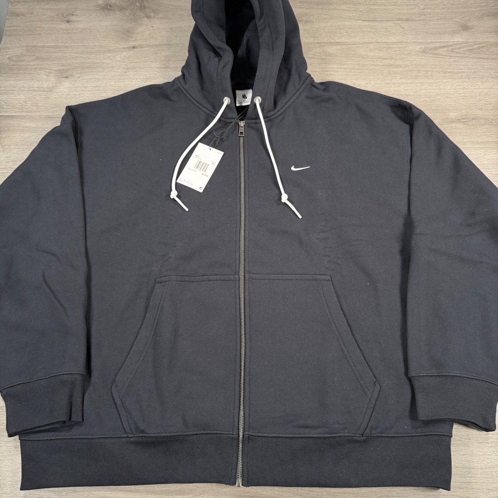 Nike Solo Swoosh Full Zip Heavyweight Hoodie Black Mens XXL DR0403-010